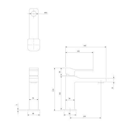 OMNIRES SL7710GR - Valamu kraan SLIDE 17 cm harjatud grafiit