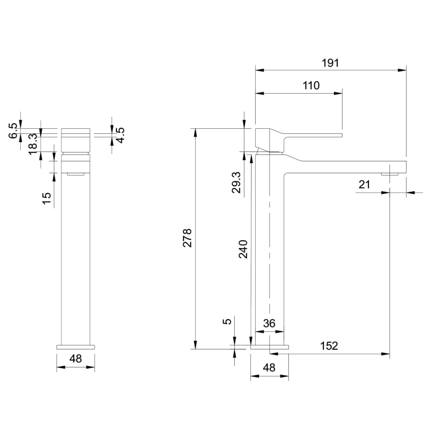 OMNIRES SL7712CR - Valamu kraan SLIDE 27,8 cm läikiv kroom
