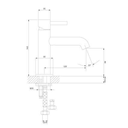 OMNIRES Y1210NCPB - Valamu kraan Y 16,2 cm harjatud vask