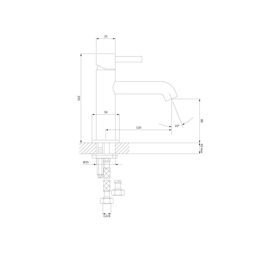 OMNIRES Y1210NGR - Valamu kraan Y 16,2 cm harjatud grafiit