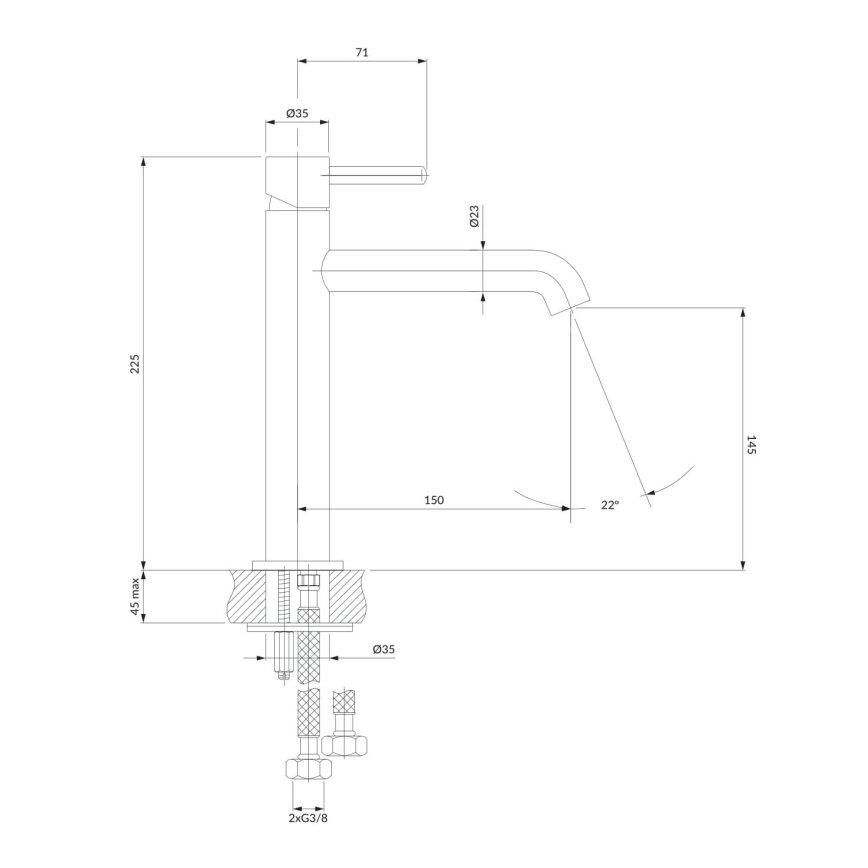 OMNIRES Y1212CCR - Valamu kraan Y 22,5 cm läikiv kroom