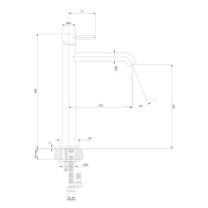 OMNIRES Y1212CR - Valamu kraan Y 30,8 cm läikiv kroom