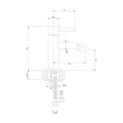 OMNIRES Y1220CR - Bidee kraan Y 14,5 cm läikiv kroom