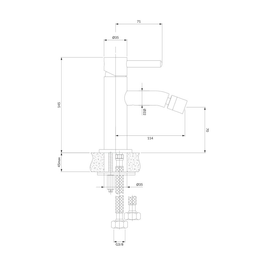 OMNIRES Y1220CR - Bidee kraan Y 14,5 cm läikiv kroom