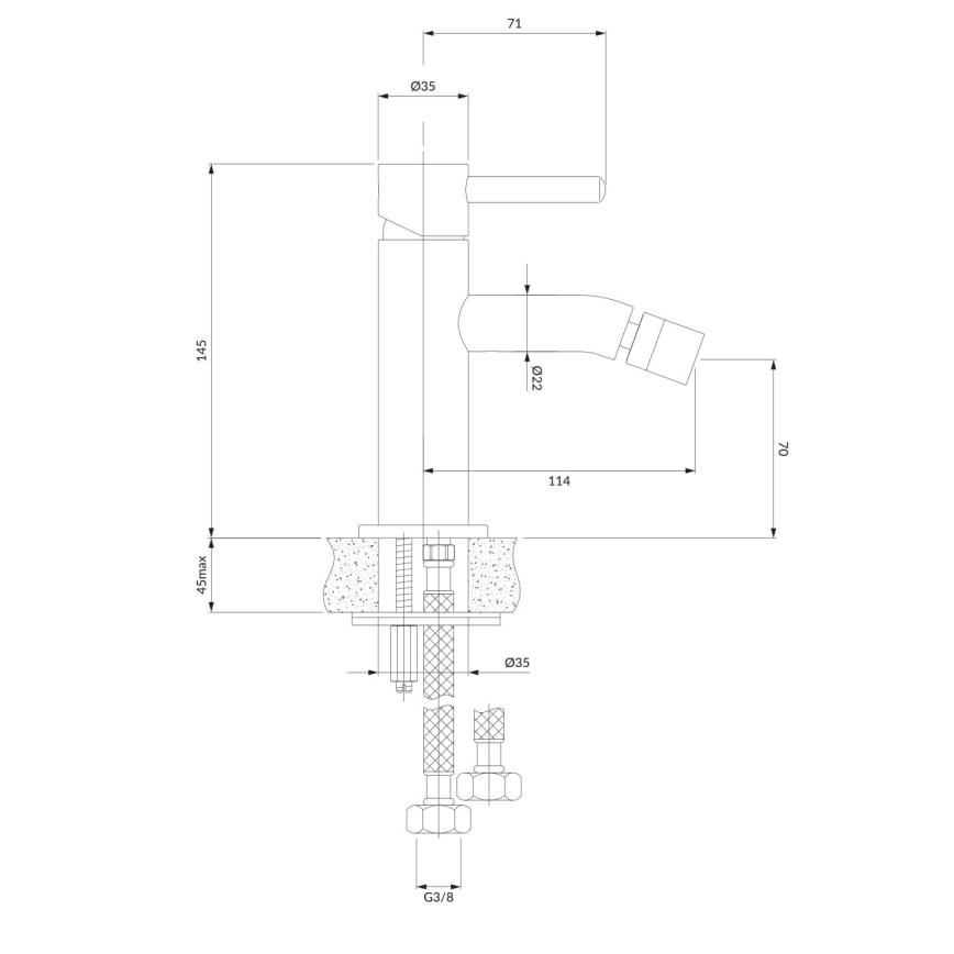 OMNIRES Y1220GLB - Bidee kraan Y 14,5 cm maapind kuldne