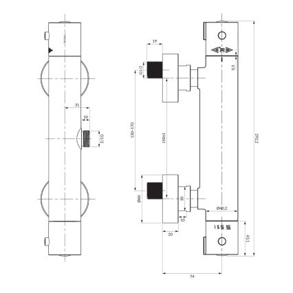 OMNIRES Y1246XCR - Termostaadiga dušikraan Y läikiv kroom