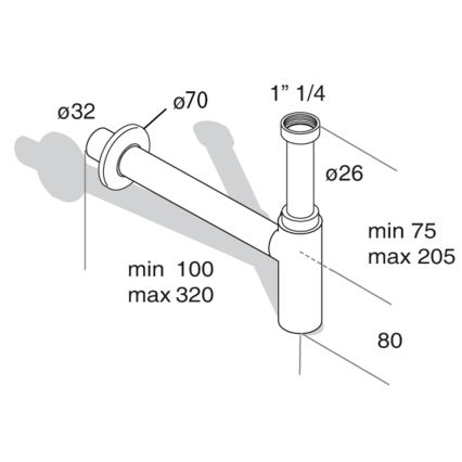 Omp tea - Valamu sifoon MINITOTI DN32 matt-must