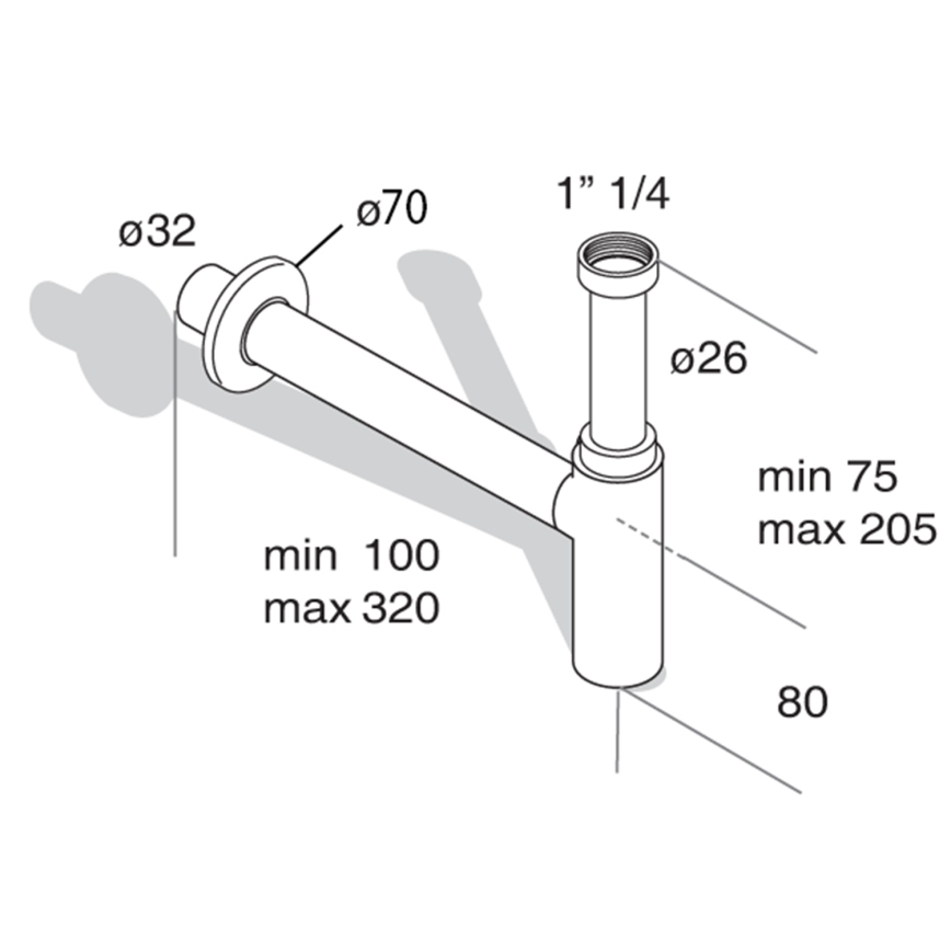 Omp tea - Valamu sifoon MINITOTI DN32 matt-must