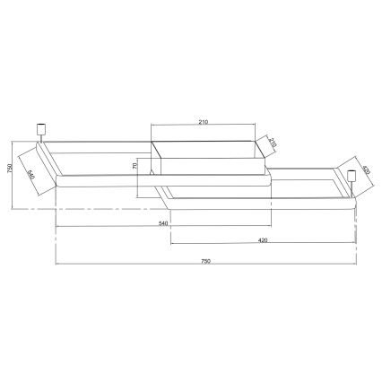 Ondaluce - hämardatav LED-laelamp DOWEL LED/60W/230V 75x75 cm hõbedane