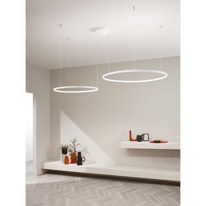 Ondaluce - LED hämardatav rippvalgusti kaablil SOEL LED/28W/230V + LED/38W 3000/4000K läbimõõt 80/60 cm valge
