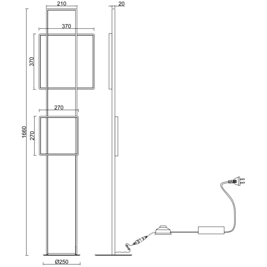 Ondaluce - hämardatav LED-põrandalamp DOWEL LED/77W/230V 166 cm hõbedane