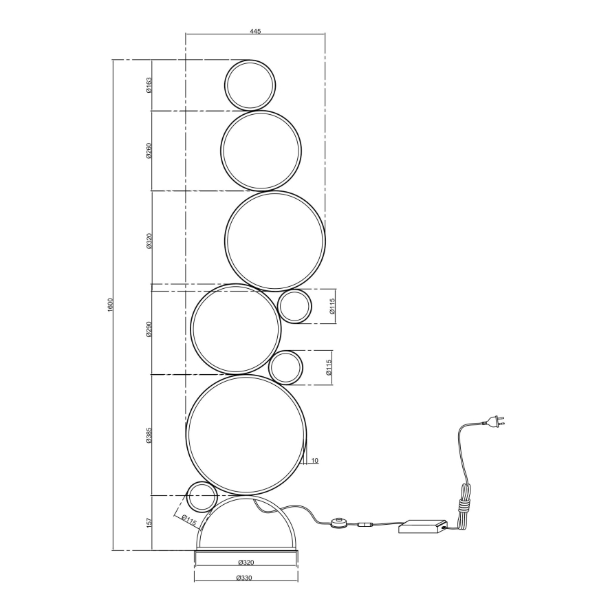 Ondaluce - hämardatav LED-põrandalamp POIS LED/52W/230V, kuldne