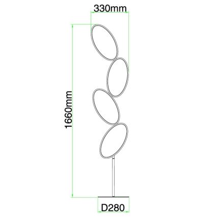 Ondaluce - hämardatav LED-põrandalamp RICE LED/38 W/230 V 166 cm, kuldne