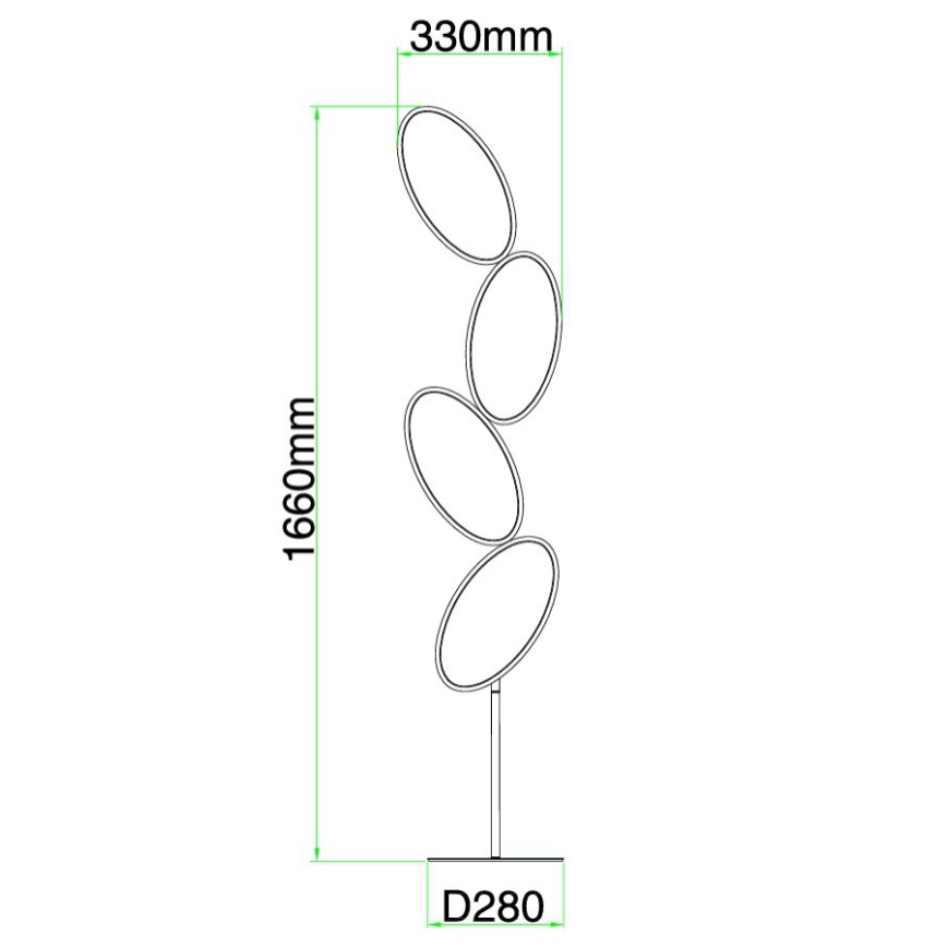 Ondaluce - hämardatav LED-põrandalamp RICE LED/38 W/230 V 166 cm, kuldne