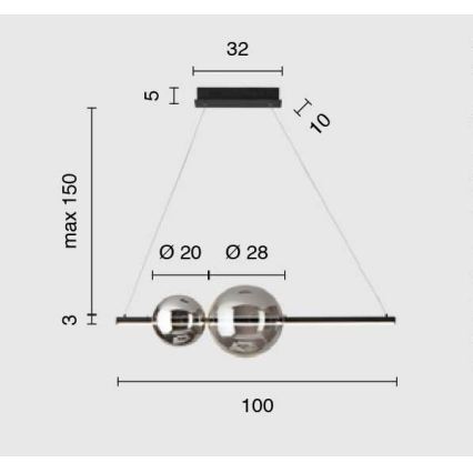 Ondaluce - hämardatav LED-ripats kaablil FUFI LED/40W/230V must/suitsumust