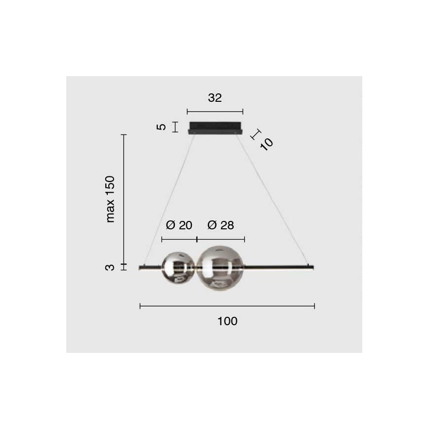 Ondaluce - hämardatav LED-ripats kaablil FUFI LED/40W/230V must/suitsumust