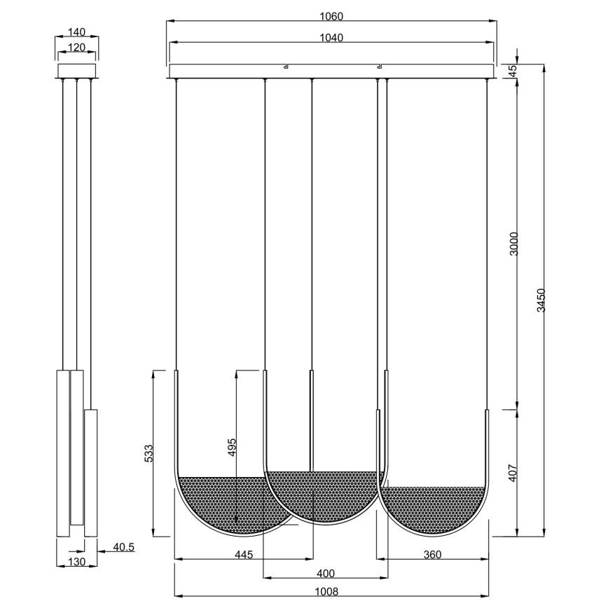 Ondaluce - hämardatav LED-rippvalgusti kaablil LOTUS LED/70W/230V kuldne