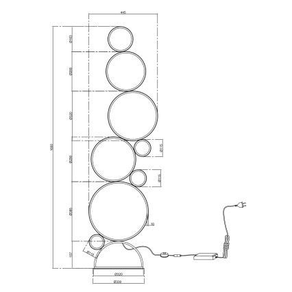 Ondaluce - hõbedane hämardatav LED-põrandalamp POIS LED/52W/230V