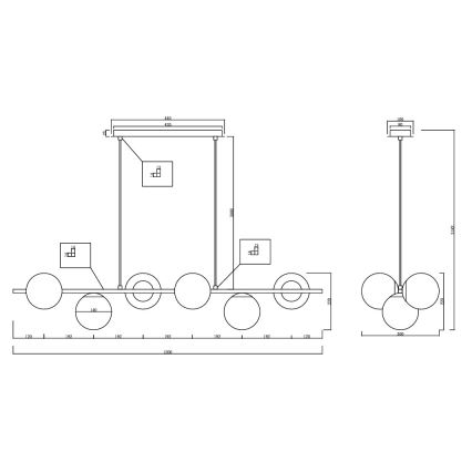 Ondaluce - juhtmega ripplamp MONILE 6xE14/10W/230V must/suitsune must
