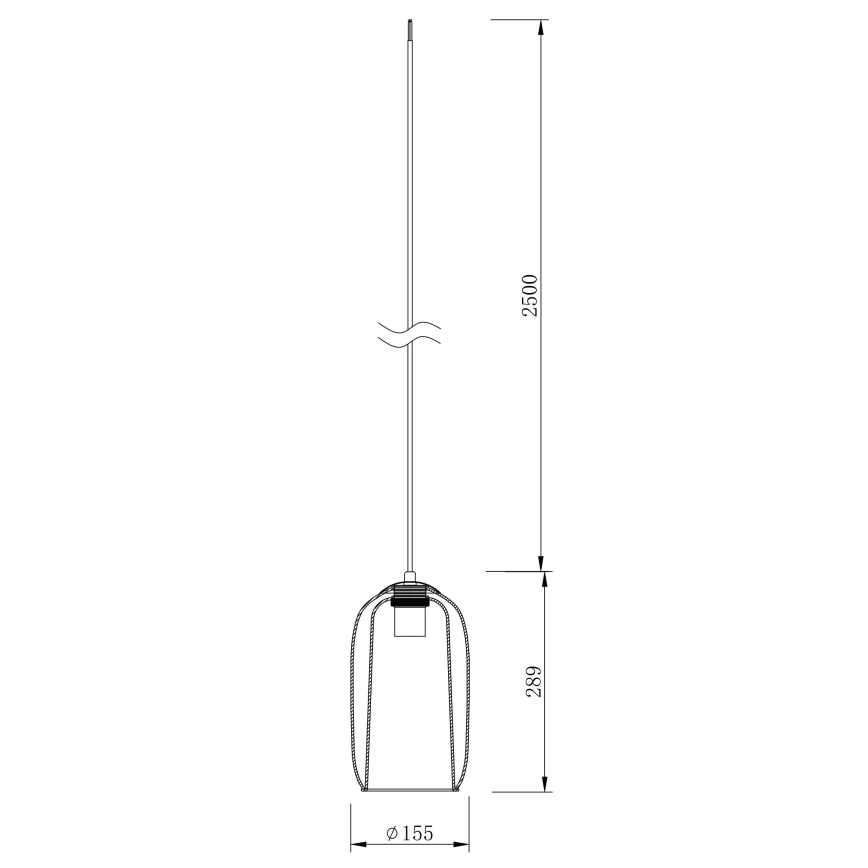 Ondaluce - Kaabliga ripplühter BONNIE 1xE27/15W/230V, läbimõõt 15,5 cm, must/suitsune must