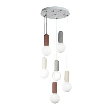 Ondaluce - Kaabliga ripplühter ROCK 6xG9/7W/230V, läbimõõt 35 cm, betoon/pruun/hall/valge