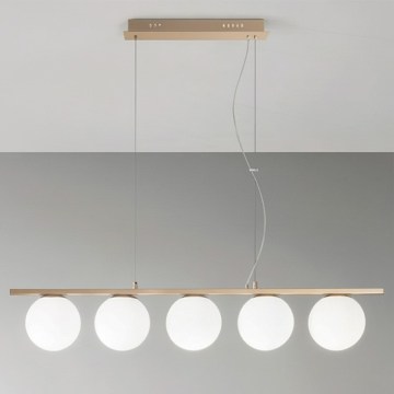 Ondaluce - Kaabliga rippvalgusti MONILE 5xE14/10W/230V kuldne/valge