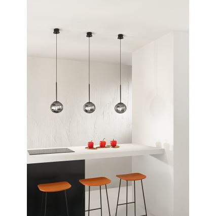 Ondaluce - Kaabliga riputatav lühter JEWEL 1xE14/10W/230V, läbimõõt 17 cm, must/suitsune must