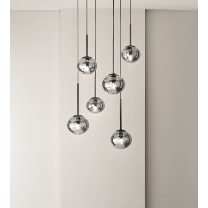 Ondaluce - Kaabliga riputatav lühter JEWEL 1xE14/10W/230V, läbimõõt 17 cm, must/suitsune must