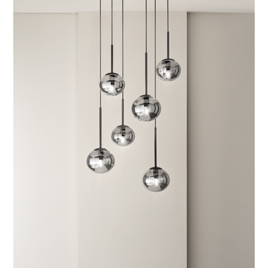 Ondaluce - Kaabliga riputatav lühter JEWEL 1xE14/10W/230V, läbimõõt 17 cm, must/suitsune must
