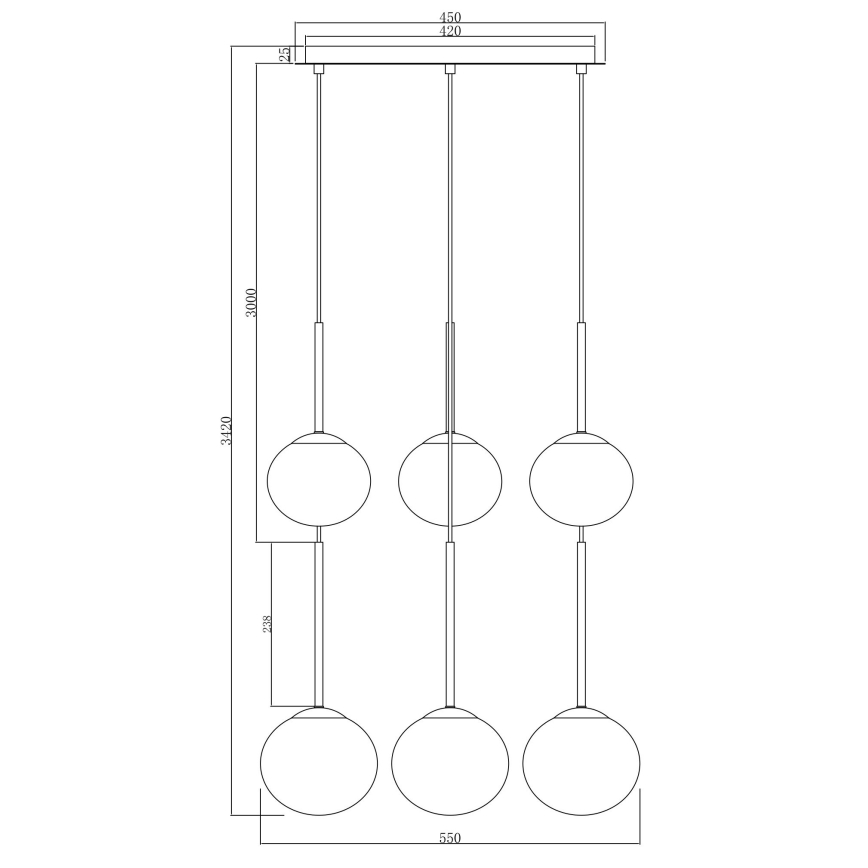 Ondaluce - Kaabliga riputatav lühter JEWEL 6xE14/10W/230V, läbimõõt 55 cm, suitsune must