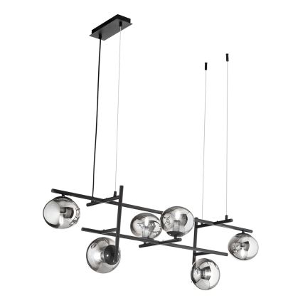 Ondaluce - kaablile riputatav lühter JEWEL 6xE14/10W/230V must/suitsune must