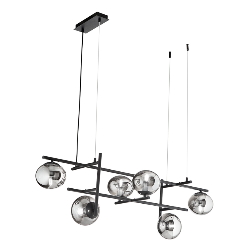 Ondaluce - kaablile riputatav lühter JEWEL 6xE14/10W/230V must/suitsune must
