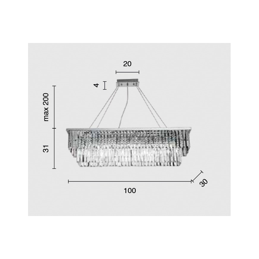Ondaluce - Kristall-lühter kaablil DAIQUIRI 8xE14/10W/230V läikiv kroom