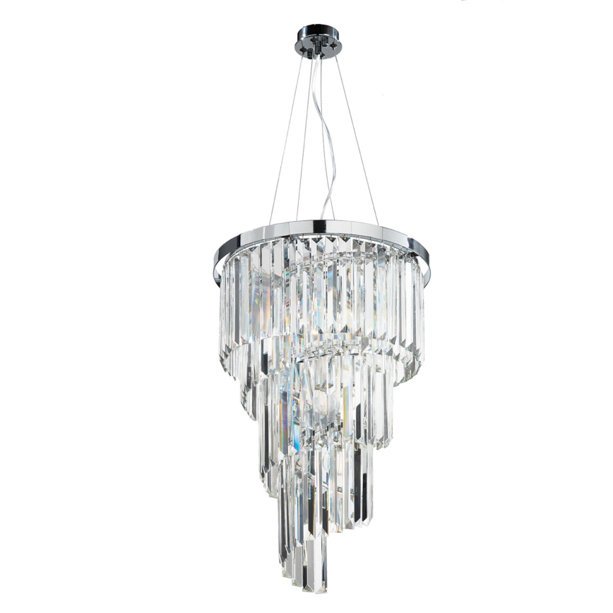 Ondaluce - ALEXANDER kristalllüster riputuskaabliga 7xE14/10W/230V, läbimõõt 40 cm, läikiv kroom