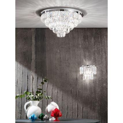Ondaluce - Kristallist laelamp CASTLE 12xG9/7W/230V, läbimõõduga 60 cm, läikiv kroom