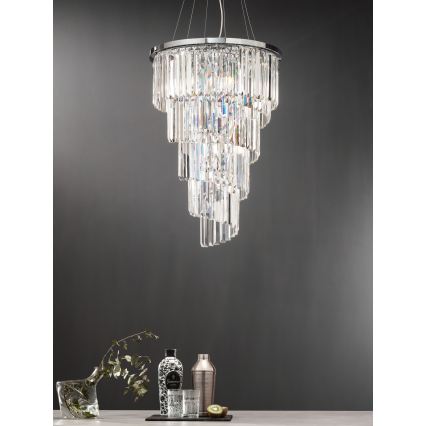 Ondaluce - Kristall-lühter ripptrossiga ALEXANDER 10xE14/10W/230V läbimõõt 50 cm läikiv kroom