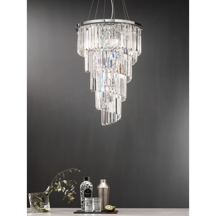 Ondaluce - Kristall-lühter ripptrossiga ALEXANDER 10xE14/10W/230V läbimõõt 50 cm läikiv kroom