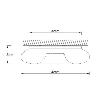 Ondaluce - Laelamp DODI 3xE27/15W/230V, läbimõõt 42 cm, valge