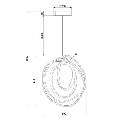 Ondaluce - LED-hämardatav kaabliga lühter GOLDEN LED/50W/230V läbimõõt 50 cm kuldne