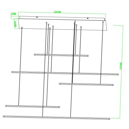 Ondaluce - LED-hämardatav kaabliga ripatslühter GENIUS LED/72W/230V must