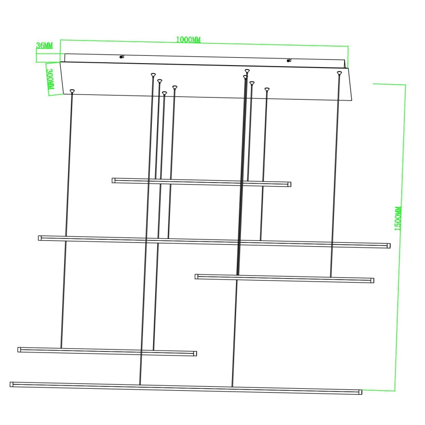 Ondaluce - LED-hämardatav kaabliga ripatslühter GENIUS LED/72W/230V must
