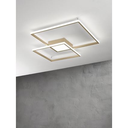 Ondaluce - LED hämardatav laelamp DOWEL LED/46W/230V 55x55 cm kuldne