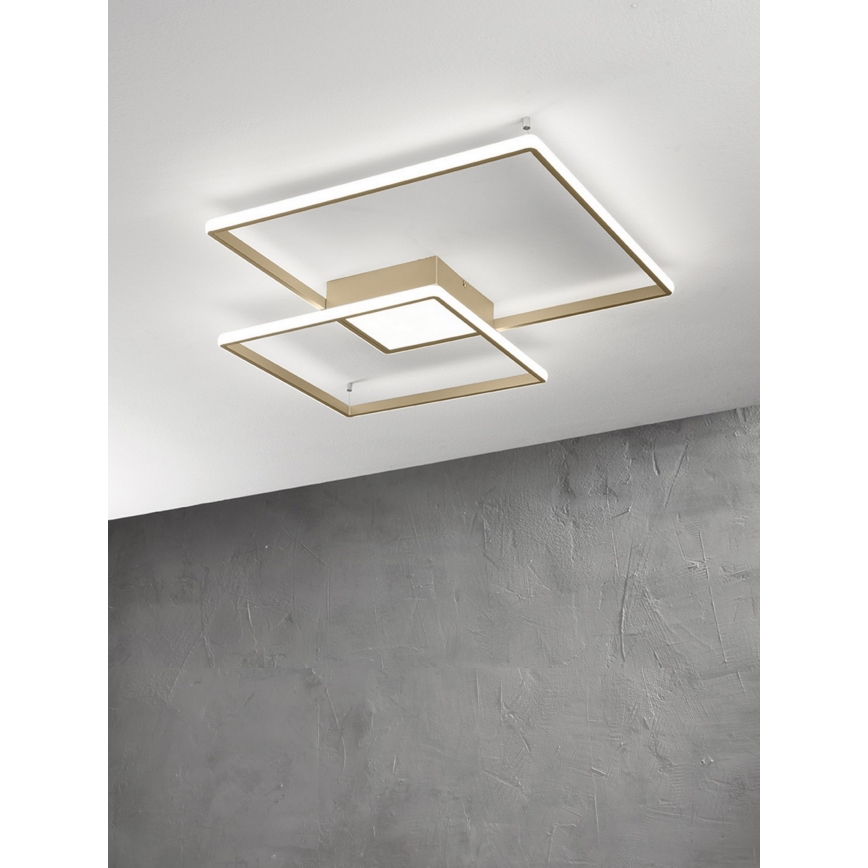 Ondaluce - LED hämardatav laelamp DOWEL LED/46W/230V 55x55 cm kuldne