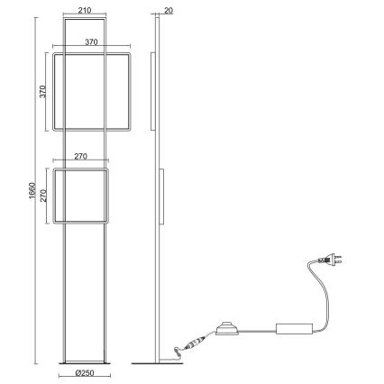 Ondaluce - LED-hämardatav põrandalamp DOWEL LED/77W/230V 166 cm kuldne