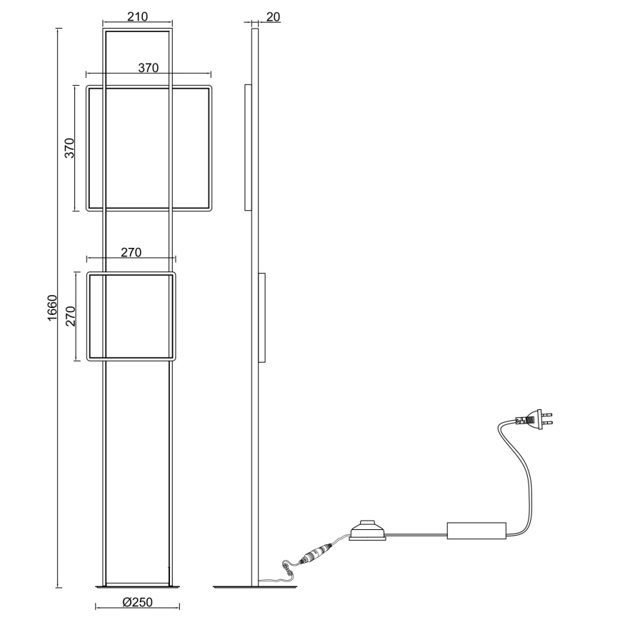 Ondaluce - LED-hämardatav põrandalamp DOWEL LED/77W/230V 166 cm kuldne