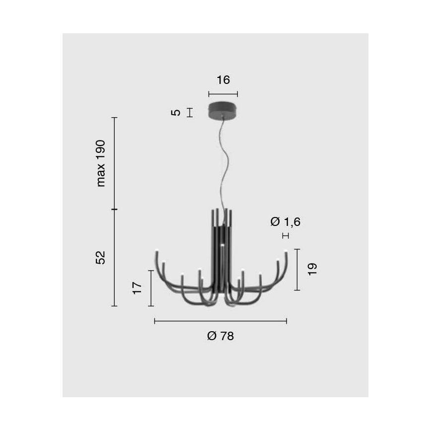 Ondaluce - LED-hämardatav ripplamp kaablil NOUVEAU LED/35W/230V kuldne