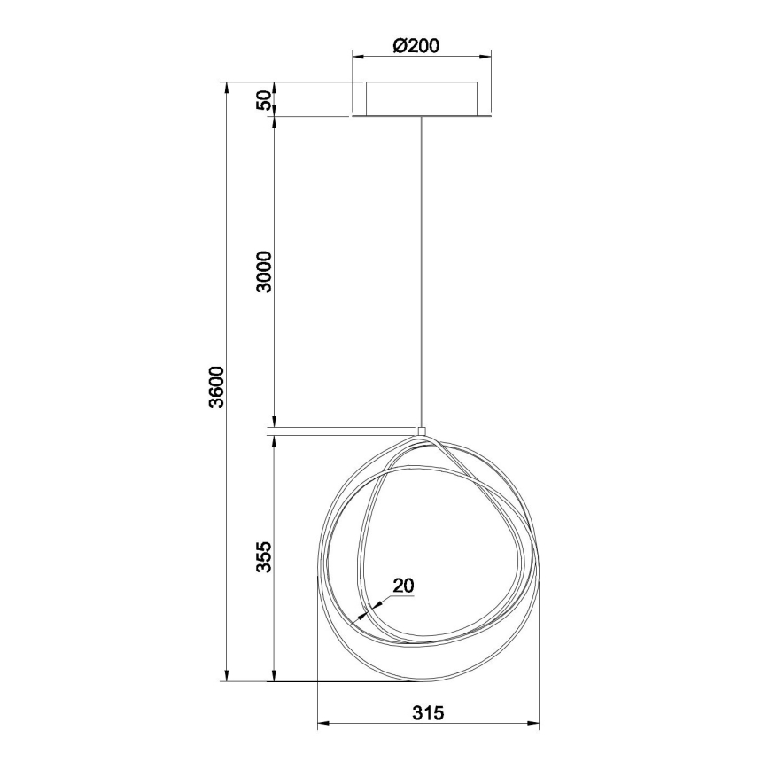 Ondaluce - LED-hämardatav ripplühter kaablil GOLDEN LED/28W/230V Ø 31,5 cm kuldne