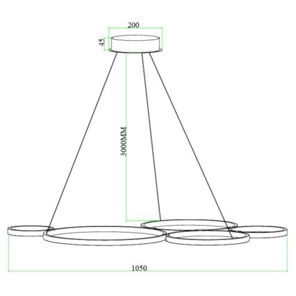 Ondaluce - LED hämardatav ripplühter kaablil POIS LED/60W/230V kuldne