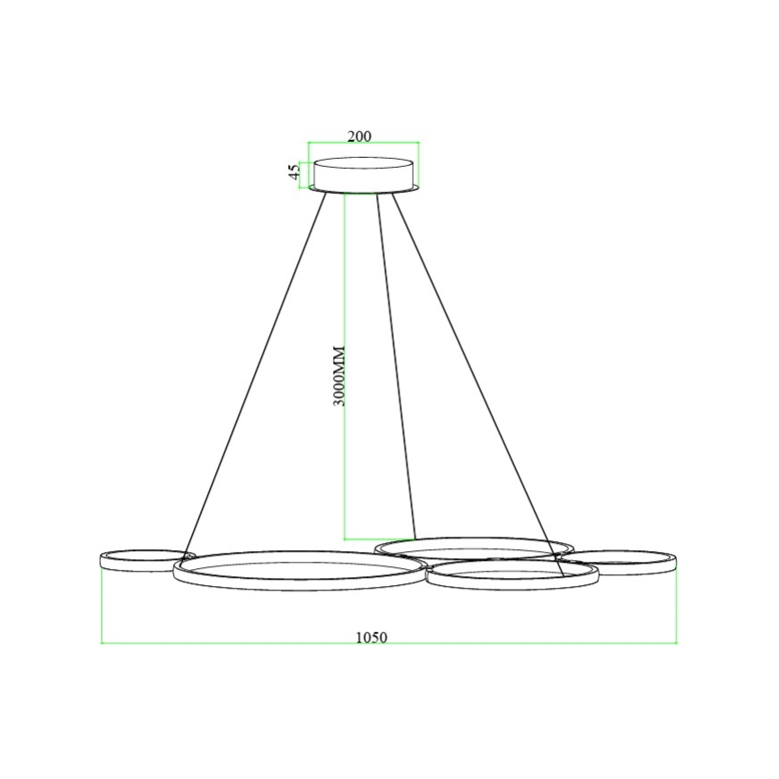 Ondaluce - LED hämardatav ripplühter kaablil POIS LED/60W/230V kuldne