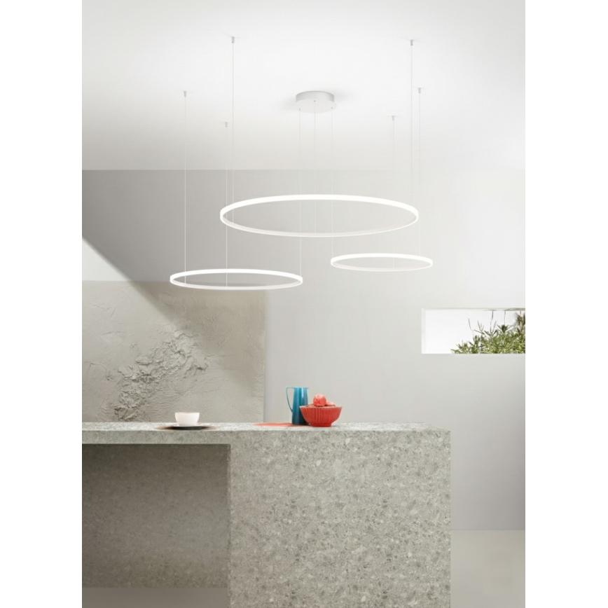 Ondaluce - hämardatav LED-rippvalgusti kaabliga SOEL LED/28W/230V + LED/38W + LED/47W 3000/4000K läbimõõt 100/80/60 cm valge